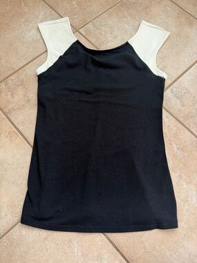 Express Black Tank with Cream Cap Sleeves